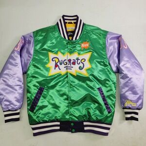 Headgear Classics Nickelodeon Rugrats Varsity Satin Sewn Bomber Jacket Sz L NWOT
